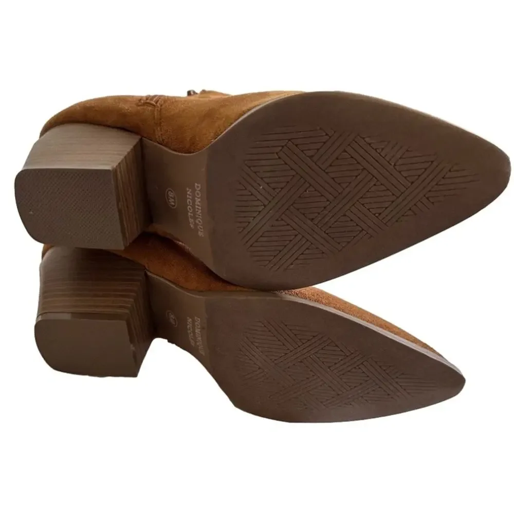 Dominique Nicole Jeri Bootie Brown Side Zipper Ankle Bootie Shoe Boots Size 8